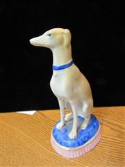 ANTIQUE LOT OF 3 STAFFORDSHIRE BISQUE PORCELAIN WHIPPET DOG FIGURES - DAMAGED